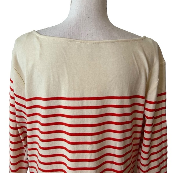 NEW On 34th Striped Casual Jersey Knit Dress Large Ivory & Red Striped Coastal - Picture 6 of 8